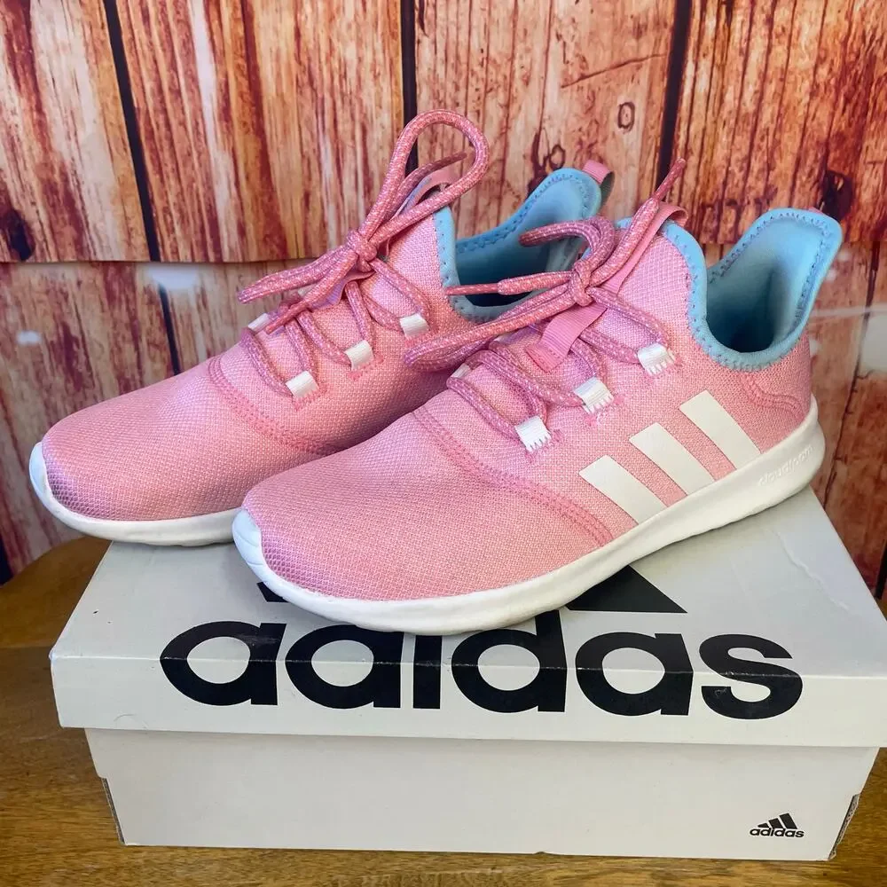 Adidas Cloudfoam Pure 2.0 Kids Running Shoes size 6.5 Pink/White/Blue EUC!